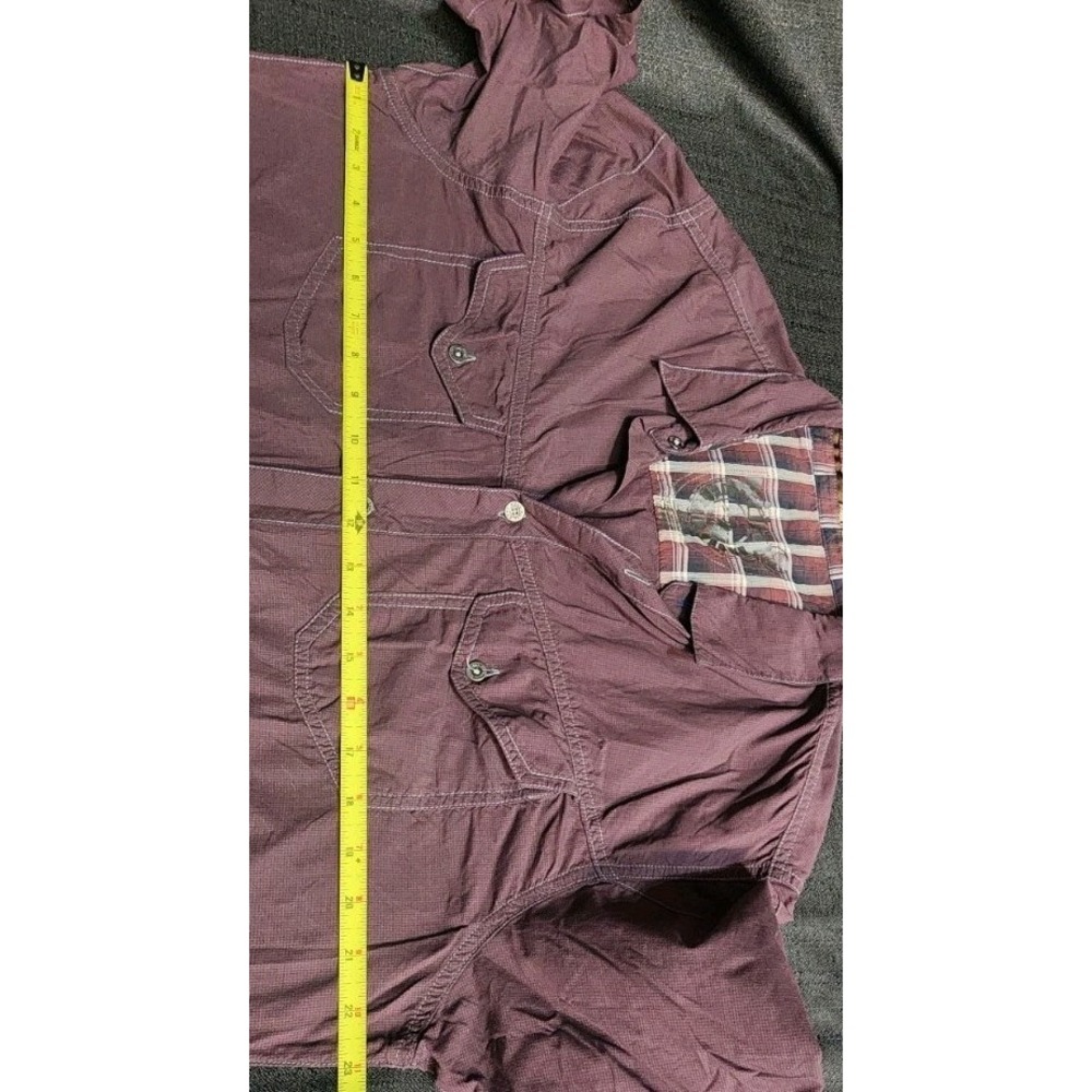 Kuhl Men's Short Sleeve Born In The Mountains Shirt Sz L Red Maroon Outdoor Hike - Picture 8 of 11